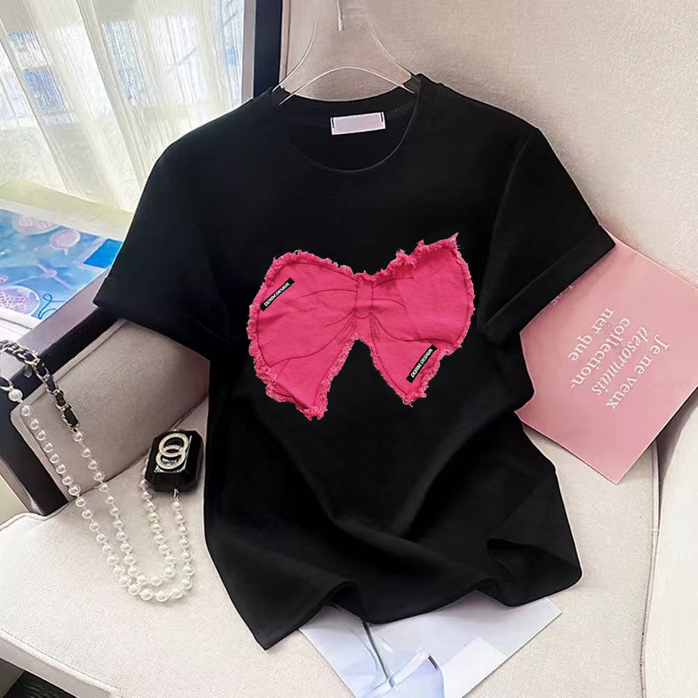 Street Fashion Shanghai - Gül Kırmızısı Kot Fiyonklu Yaka Kısa
