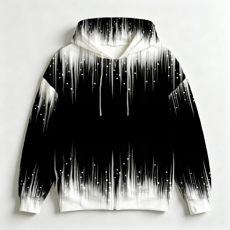 Street Fashion Definition - Erkekler İçin Fermuarlı Kapüşonlu Üst 3D