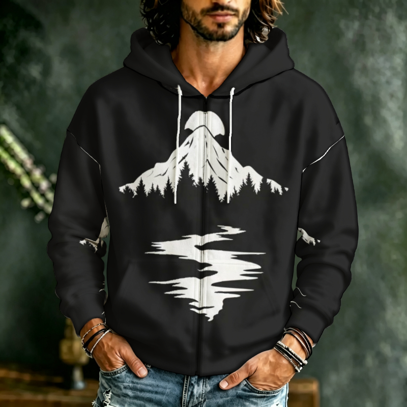 Street Fashion Definition - Erkekler İçin Fermuarlı Kapüşonlu Sweatshirt 3D
