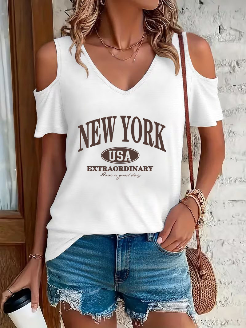High Street Fashion New York - Moda New York Yazılı Baskılı Tişört