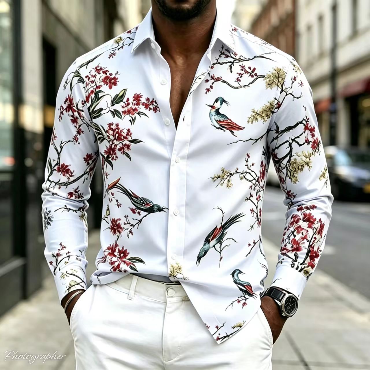 Street Fashion Shanghai - 2026 Yeni Erkek Gömlek Yaka Uzun