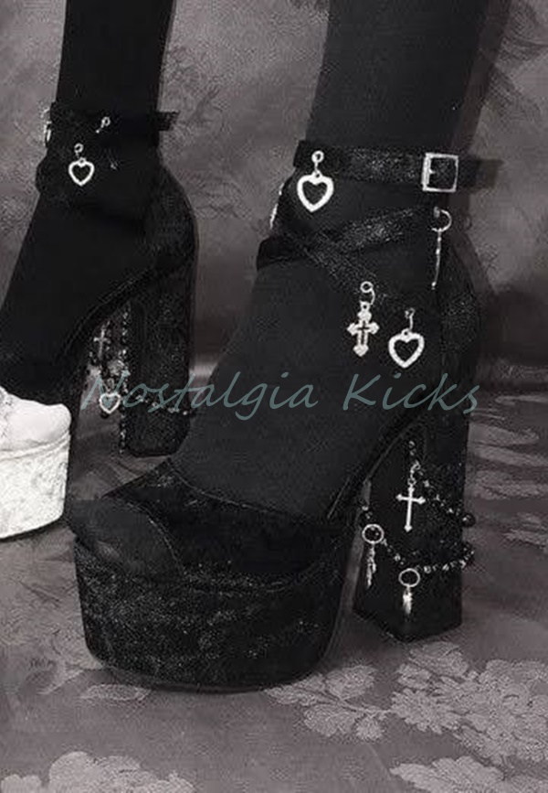 Gotik Siyah Kadife Platform Yü - Street Fashion Rome incelemesi ve fiyatı